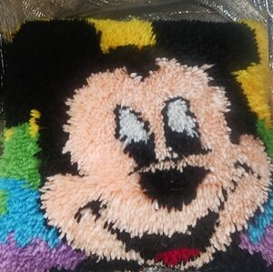 Mickey Mouse Crochet Pillow Unique Stunning Vibrant POP Blue Purple Yellow